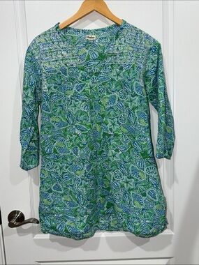 Hatley Blue & Green Patterned Women's Tunic swim cover up beach print small
